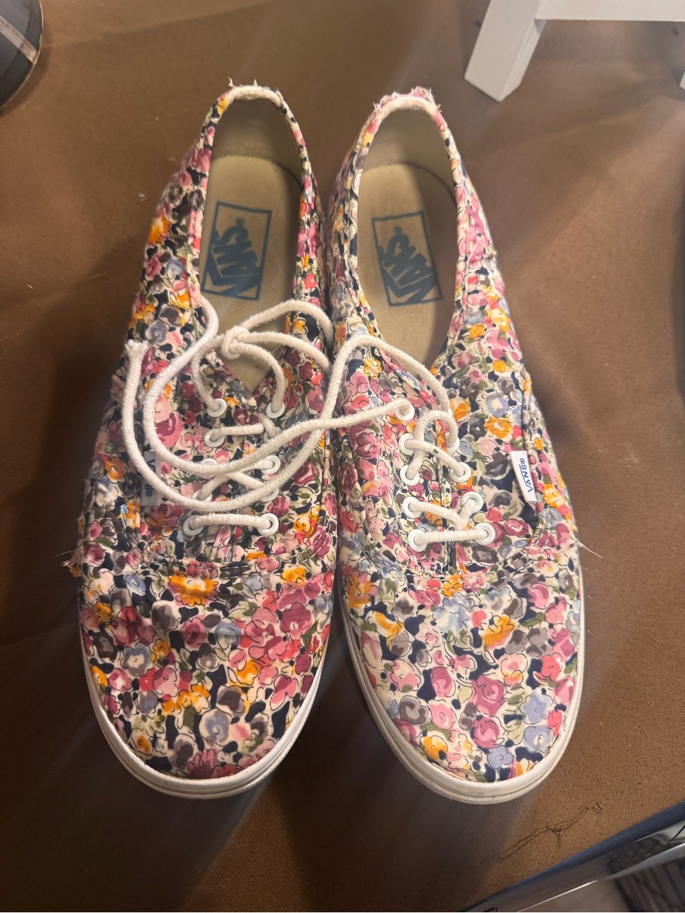Vans Floral Canvas Lace-Up Sneakers - Pink, Yellow, Navy, Cream